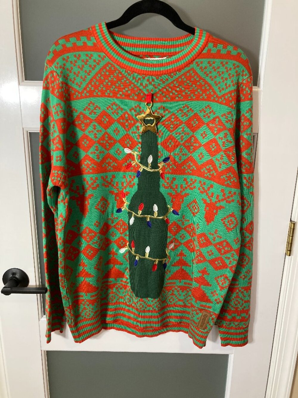 Tipsy Elves Men’s Bottle Opener Ugly Christmas Sweater - Large